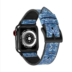 Light Luxury Smart Watch Leather Strap (Option: Pattern blue-42mm44mm45mm)