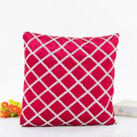 Pastoral Fashion Personality Simple Trend Stripe Wild Ribbon Embroidered Pillowcase (Option: Red-45X45CM)