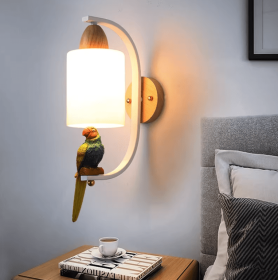 Solid Wood Bedside Lamp Minimalist Creative Personality Living Room Background Wall Stair Aisle Lamps (Option: Bird wall lamp-1pc)