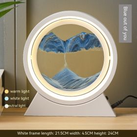 Quicksand Painting Hourglass Decoration Small Night Lamp Atmosphere Gift (Option: Rechargeable-White Frame Blue Sand)