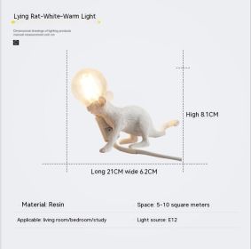 Resin Animal Mini Mouse Decorative Lamp (Option: US Without Light Source-White Lying Mouse)