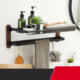 Raw Wood Bathroom Shelf Towel Rack Without Holes (Option: Bath Towel Net 60CM)