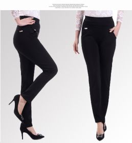 Middle-aged Women's Small Feet Stretch Casual Pants (Option: Black-3XL)