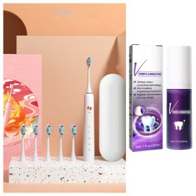 Electric Toothbrush Fully Automatic Couple Set Adult Rechargeable Type (Option: White-With 30ML Toothpaste)