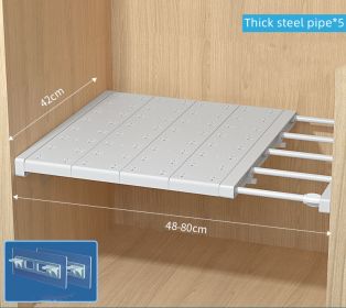 Wardrobe Cabinet Compartment Telescopic Storage Shelf (Option: 42cm-48to80cm)