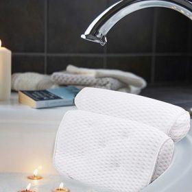 4D Bath Pillow Head And Neck Pillow With Suction Cup Bathtub Non-slip Bath Pillow (Option: White-35 × 35cm)