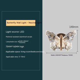 Butterfly Bedroom Decorative Lamp Wall Lamp (Option: Neutral Light)