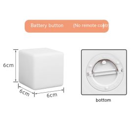 Mini Square Seven-color Night Light Stage Props (Option: 60mmBattery button)