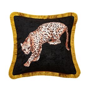 Fashion Leopard Sofa Waist Cushion Tide Brand Pillowcase (Option: BlackB-45X45cm-Pillowcase)