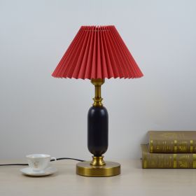 Warm Chinese Style Ceramic Wedding Master Bedroom Decorative Lamp (Option: Red-button switch-US)