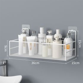 Wall-Mounted Bathroom Shelf No Drill Shower Shampoo Organizer Toilet Accessories (Option: White-L)