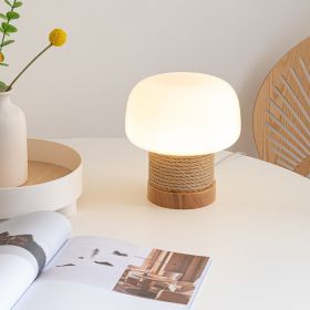 Japanese Cream Mushroom Table Lamp Ins Nordic Log Style (Option: Button Switch-Table Lamp-US)