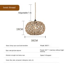 Hemp Rope Retro Industrial Style Restaurant American Country Creative Ceiling Lamp (Option: Light Source Not Included-Twine Chandelier)