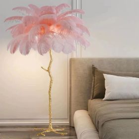 Decorative Resin Feather Floor Lamp For Living Room And Bedroom (Option: Pink-EU)