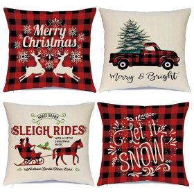 Home Decoration Christmas Pillow Cover Four-piece Set (Option: Style 73-45x45cm)