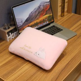 Nap Small Pillow Portable Lunch Break For Men And Women (Option: pink bunny-32x20x10cmPP Cotton)