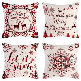 Home Decoration Christmas Pillow Cover Four-piece Set (Option: Style 42-45x45cm)