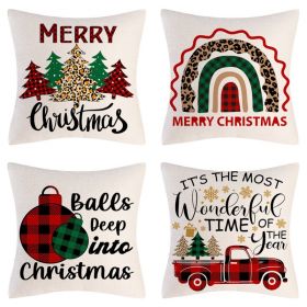 Home Decoration Christmas Pillow Cover Four-piece Set (Option: Style 35-45x45cm)