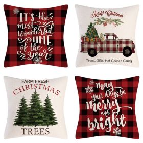 Home Decoration Christmas Pillow Cover Four-piece Set (Option: 45-45x45cm)