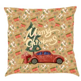 Christmas Car Pillow Cushion Gift (Option: S-45x 45 Linen Pillowcase)