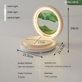 Creative Quicksand Painting Mobile Phone Charging Bluetooth Speaker Desk Lamp (Option: Green Sand-USB)