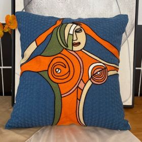 Embroidered Cushion Against Color Three-dimensional Throw Picasso Abstract Pillowcase (Option: My heart is so confused-45x45cm-Pillowcase)