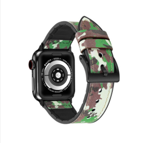 Light Luxury Smart Watch Leather Strap (Option: Camouflage green-38mm40mm41mm)