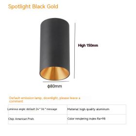 Thigh High Anti-glare Punch Free Ceiling Living Room Aisle Surface Mounted Spotlight (Option: 7w White Light 5700k-Black Gold)