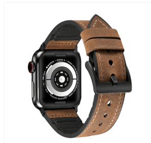 Light Luxury Smart Watch Leather Strap (Option: Dark brown crazy horse-42mm44mm45mm)