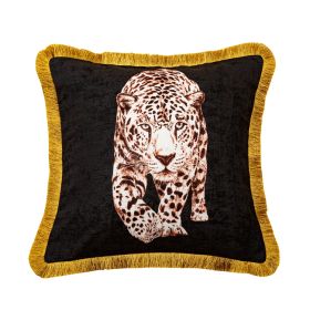 Fashion Leopard Sofa Waist Cushion Tide Brand Pillowcase (Option: BlackA-45X45cm-Pillowcase)