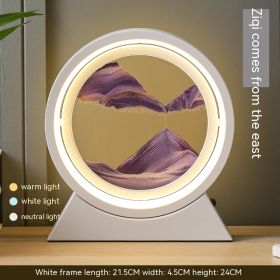 Quicksand Painting Hourglass Decoration Small Night Lamp Atmosphere Gift (Option: Rechargeable-White Frame Purple Sand)