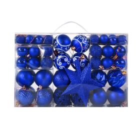 Christmas Ornaments Openwork Painted Christmas Ball Gift Box Set Christmas Tree Decoration Pendant (Color: Blue)