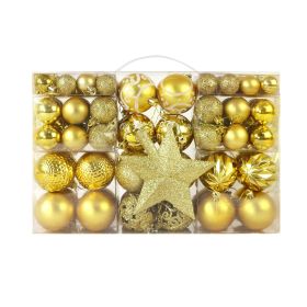 Christmas Ornaments Openwork Painted Christmas Ball Gift Box Set Christmas Tree Decoration Pendant (Color: Golden)