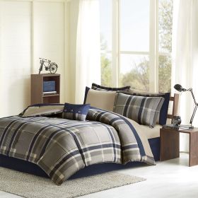 Robbie Plaid Comforter Set with Bed Sheets (Color: as Pic)