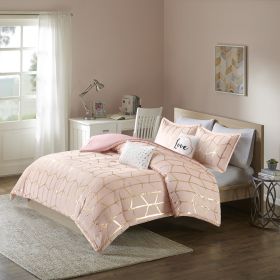 Raina Metallic Printed Duvet Cover Set (Color: as Pic)