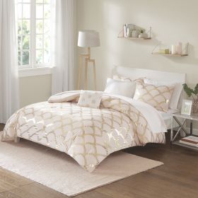 Lorna Metallic Comforter Set with Bed Sheets (Color: as Pic)