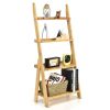 Living Room 4-Tier Bamboo Ladder Display Shelf Storage Rack Plant Flower Stand