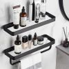 Bathroom Shelves Wall Mounted Glass Shelves for Bathroom Floating Shelf with Towel Holder Glass Shower Shelf 2 Tier Bathroom Wall Organizer