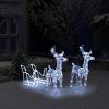 Reindeers & Sleigh Christmas Decoration 160 LEDs 51.2" Acrylic