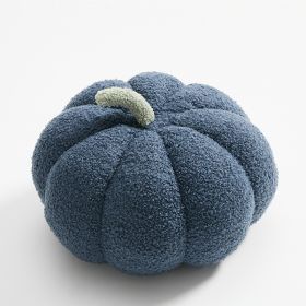 Nordic Pumpkin Round Pillow Plush Pillow Knitted Yarn (Option: Lake blue-18cm in diameter)