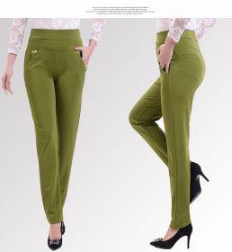 Middle-aged Women's Small Feet Stretch Casual Pants (Option: Green-2XL)