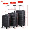 3-Piece Expandable Suitcase with Code Lock, Spinner Carry-On Luggage with 8 Wheels, 20/24/28 Inches