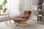 COOLMORE living room Comfortable rocking chair with Footrest/Headrest living room chair Beige