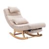 COOLMORE living room Comfortable rocking chair with Footrest/Headrest living room chair Beige