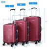 3-Piece Expandable Suitcase with Code Lock, Spinner Carry-On Luggage with 8 Wheels, 20/24/28 Inches