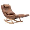 COOLMORE living room Comfortable rocking chair with Footrest/Headrest living room chair Beige