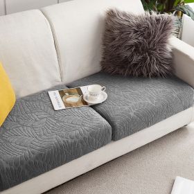 Knitted Elastic Sofa Cover Cushion All-season Universal (Option: Grey large leaves-S)