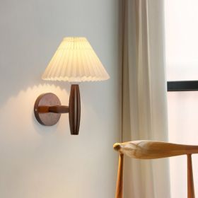 Modern Minimalist LED Pleated Umbrella Wall Lamp (Option: E27 Delivery Warm Light-Walnut Color)