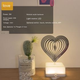 Creative Three-dimensional Rotating Ambience Light Bedroom (Option: Three Colors-Love-USB)