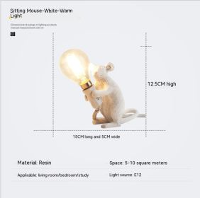 Resin Animal Mini Mouse Decorative Lamp (Option: US Without Light Source-White Sitting Mouse)